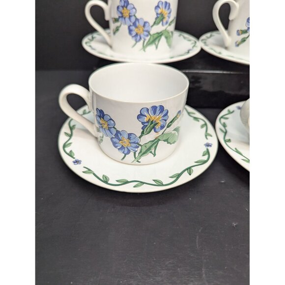 International Tableworks Terrace Blossoms Flat Coffee Cup w/Saucer Set of 4 - Picture 8 of 12